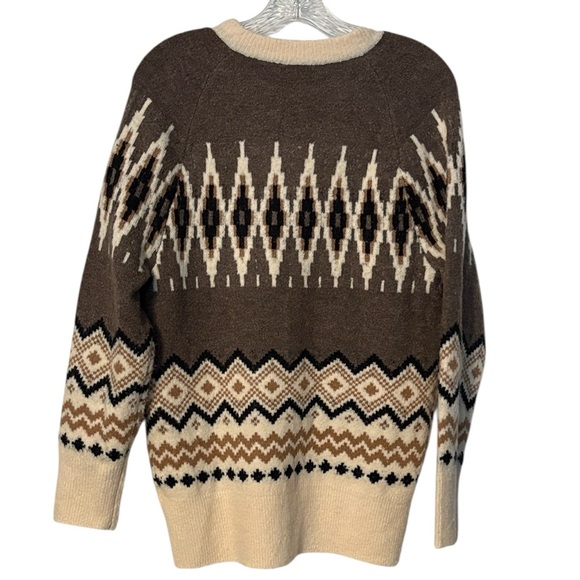 J. Crew Geometric Brown and Cream Cardigan - Picture 7 of 14